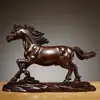 Enfeites de Cavalo Esculpidos em Madeira Maciça Vermelha, Cavalos do Zodíaco Chinês, Decoração Artesanal Feng Shui para Sala de Estar, Escritório, Estudo
