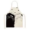 Suministro directo de fábrica delantal de algodón y lino delantal de cuello con estampado de gato lindo de dibujos animados europeo y americano soporte para mapa se puede configurar