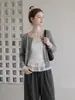 Camiseta de manga larga con diseño de botones de lunares estilo coreano para mujer, nuevo modelo de otoño 2026, corte holgado, adelgazante, dulce top tipo cárdigan