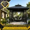Gazebo estilo Zen japonês personalizado para jardim, sala de chá, pátio, gazebo antigo em liga de alumínio para áreas cênicas, pousada, pavilhão de sol ao ar livre