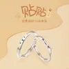 Anillo de Pareja Gato y Cachorro de Plata Pura S999 Personalizado Ins Superposición Combinación Anillo Lindo Simple para Novia