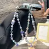 Cadena de Teléfono de Moda con Colgante de Muñeca de Cristal Kt, Encantadora Doble Cadena Corta Hecha a Mano con Cuentas, Correa de Muñeca Anti-Pérdida