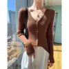 2026 Cardigan de Tricô Fino Estiloso Versátil com Decote V para Primavera e Outono, Imitação de Lã Pura, Casaco Tendência de Manga Longa Slim-Fit para Mulheres