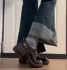 Versión de piel de vaca~Zapatos retro estilo británico para mujer con punta redonda, suelas gruesas, tacones gruesos y detalle de hebilla, mocasines sin cordones