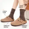Calcetines holgados marrones, temporada de primavera y otoño, 100% algodón puro, diseño sin costuras, transpirables y absorbentes del sudor, calcetines para mujer, resistentes al olor