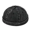 Gorro Liso de Mezclilla Lavada para Hombres y Mujeres, Estilo Callejero Personalidad Moda Sin Visera Gorro de Propietario, Hip-Hop Moderno Sombrero Dandi