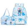 Mochila con Estampado de Animación de Dibujos Animados Nueva Transfronteriza Set de Tres Piezas Bolsa de Almuerzo Estuche para Lápices Mochila para Mujer