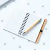 Set de bolígrafos de bambú enrollado se puede imprimir con logo, libreta pequeña de papel kraft para oficina, cuaderno para notas de reuniones