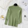 Suéter de Cuello Alto Medio de Punto de Manga Larga para Mujer, Ajustado, Otoño/Invierno 2023, Camisa Básica Tejida de Oreja de Madera