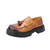 Mocassins Masculinos Novo Estilo Britânico Negócios Formal Brilhante Slip-On Sapatos de Bico Largo Sola Grossa Altura Aumentada Sapatos Casuais de Couro