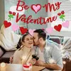 Set de pancartas de San Valentín transfronterizo "Sé Mi San Valentín", decoraciones colgantes en forma de corazón y tela de fondo para decoraciones de fiesta