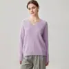 Suéter para Mujer con Cuello en V de Punto Trenzado Completo Forma de Corazón Cachemir de Cabra Otoño/Invierno 2026 Ajuste Holgado Color Sólido Capa Base Ropa de Punto Cálida