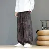 Calças casuais de veludo cotelê retas, estilo chinês, com caimento, plus size, calças de perna larga 2026, masculinas de outono, tie-dye soltas