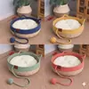 Cama Criativa para Pet com Orelhas de Gato, Cama de Palha Respirável para Gatos de Verão com Bolinha de Brinquedo, Almofada de Algodão Removível Lavável, Estilo Japonês