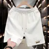 Pantalones Cortos de Seda de Hielo para Hombre, Verano de Secado Rápido Finos de Corte Holgado Versátiles Casual Jacquard Deportivos con Cordón Pantalones Cortos de Playa Modernos