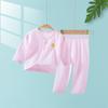 Conjunto de Roupa de Algodão Puro Sem Costura para Recém-Nascido para Meninos, Roupa de Casa de Outono, Pijama Infantil, Fino de Verão, Absorvente de Suor