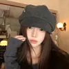 Sombrero octogonal de ala suave estilo minimalista retro japonés para mujer, boina artística que hace que la cara se vea más pequeña, sombrero de pintor de moda para cabezas grandes