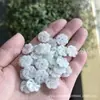 Atacado Jade Birmanês Flor de Transferência Contas Soltas Jade Glacê Glutinoso Flor Oca Pulseira Colar Artesanal com Peças de Contas