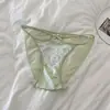 Puro e charmoso~Novas calcinhas femininas sexys de renda acetinada de cintura baixa com fundo de algodão puro e corte alto