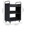 Carrito Silencioso para Libros de Biblioteca, Carrito Pequeño, Escalera para Libros, Carrito Móvil para Libros, Escalera de Tres Peldaños, Carrito para Archivos de Archivo, Carrito de Plataforma Plana