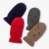 Gorro de punto con pasamontañas de tres agujeros para otoño e invierno, para hombre y mujer, de acrílico de color sólido, cálido, para invierno, venta al por mayor