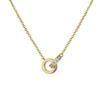 Collar de Lujo Ligero de Doble Anillo, Electrochapado en Oro Real Incrustado con Diamantes, Exquisito y Versátil, Collar de Moda para Mejores Amigas y Parejas, Uso Diario