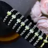Regalo de San Valentín Dropshipping Anillo de Ojo de Gato Dorado Verde Natural Plata 925 Incrustado Anillo Retro para Mujer Pequeño Fresco