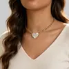 Colar de Pescoço Feminino Estilo Punk Hip-Hop Europeu e Americano, Colar Luxuoso de Alta Qualidade Exagerado com Pedras de Strass