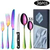 Amazon 1010 Juego de Cubiertos para Bistec de Acero Inoxidable, Tenedor y Cuchara de 24/48 Piezas Juego de Cubiertos para Hotel Transfronterizo Juego de Vajilla Estilo Occidental