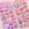 Pegatinas adhesivas DY de dibujos animados, con conejitos lindos, 3D, rellenas de agua y aceite, para decorar diarios y cuadernos, adecuadas para niñas de preescolar