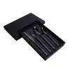 Amazon Cross Talheres Ocidentais de Aço Inoxidável Cor Dourada Revestida de Titânio Faca de Bife Garfo Colher Conjunto de Quatro Peças Conjunto em Caixa de Presente