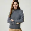Versátil para el commute~Suéter 100% cachemir para mujer, cuello redondo semialto, corte ajustado, suéter base de cachemir suave y cómodo para otoño e invierno