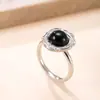 Joias de Aço Titânio Mais Vendidas no Exterior, Anel de Moda Retrô Banhado a Ouro 18K com Design de Flor Soldada e Pedra Natural Anel de Aço Inoxidável