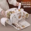 Zíper Duplo, Quatro Aberturas, Mala de Viagem, Bolsa Grande para Cosméticos, Armazenamento Compartimentado, Bolsa para Pincéis de Maquiagem, Necessaire