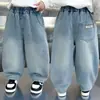 Roupas de Primavera e Outono para Meninos Jeans Bordado com Strass Estilo Coreano Crianças Bonitas Tendência Calças Banana Largas Calças de Bebê Comércio Exterior