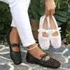 Comercio Exterior Transfronterizo Otoño 2026 Nuevo Malla de Encaje Mary Jane Zapatos para Mujer Poco Profundos Sin Cordones Moda Zapatillas Planas para Mujer