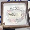 Nuevo Pulsera de un Solo Círculo de Cuarzo Fantasma Blanco Natural y Cristal Rosa con Cuentas de Cristal Irregulares, Pulsera Estilo Dulce para Mujer del Festival Qixi
