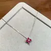 Collar de Plata de Ley S925 Trébol de Cuatro Hojas Paraíba para Mujer Estilo Japonés Exquisito Gama Alta Nicho Lujo Ligero Versátil Cadena para Clavícula