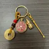 Nuevo amuleto de moneda de espíritu de montaña de latón, colgante de llavero de cinabrio giratorio, colgante de Bagua, llavero de calabaza del año del dragón, regalo