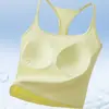 Nuevo Estilo Camiseta sin Mangas para Mujer con Almohadillas en el Pecho, Sujetador Deportivo a Prueba de Impactos, Camiseta sin Mangas con Hermoso Diseño en la Espalda, Cómoda y Transpirable, Se Puede Usar por Fuera, Camiseta sin Mangas para Mujer