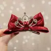 Pinza para el cabello de princesa con corona, color puro de alto nivel, lazo estéreo, accesorios para el cabello para actuación de niñas, clip superior elegante para cumpleaños