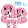 Novo papel de seda rosa da Minnie, guardanapos descartáveis de desenho animado, suprimentos de decoração para festa temática de aniversário