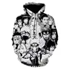 Moletom Série Ninja Tendência de Animação Impressão Digital 3D Conjunto de Beisebol Manga Longa Desenho Animado Moletom Masculino