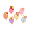 Paleta de fresa de simulación Accesorios de resina Pegamento de crema para manualidades DIY Materiales hechos a mano Juguete comestible Pegatina de helado Accesorios para el cabello Crocs