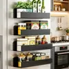 Prateleira de cozinha magnética sem furos, prateleira de banheiro de montagem na parede, rack de armazenamento de banheiro de painel plano em aço carbono