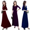 Transfronterizo Primavera Otoño Invierno Nueva Llegada Vestido de Terciopelo Dorado Elegante Largo Cuello Redondo Manga Larga Cheongsam talla grande Tendencia de Ropa Interior para Mujer