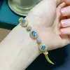 Pulsera de Topacio Azul Suizo Natural Puro Cuerpo Completo de Red Calidad Piedra Principal Tamaño 5*7mm Plata 925 Incrustación Seiko