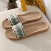 Pantufas de Linho 2025 Femininas Verão Casa Interior Barraca Pantufas de Casal Chão Silencioso Confortável Absorvente de Suor Pantufas Masculinas
