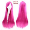 80cm Peruca Universal Longa Lisa Anime Colorida Feminina Cosplay Natal Performance Cabelo de Seda de Alta Temperatura Touca Completa