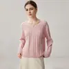 Camiseta Base de Punto Jacquard Retorcido, Suéter Casual Holgado Sencillo, Nuevo Estilo Otoño, Suéter de Cachemir Completamente Retorcido con Cuello en V para Mujer